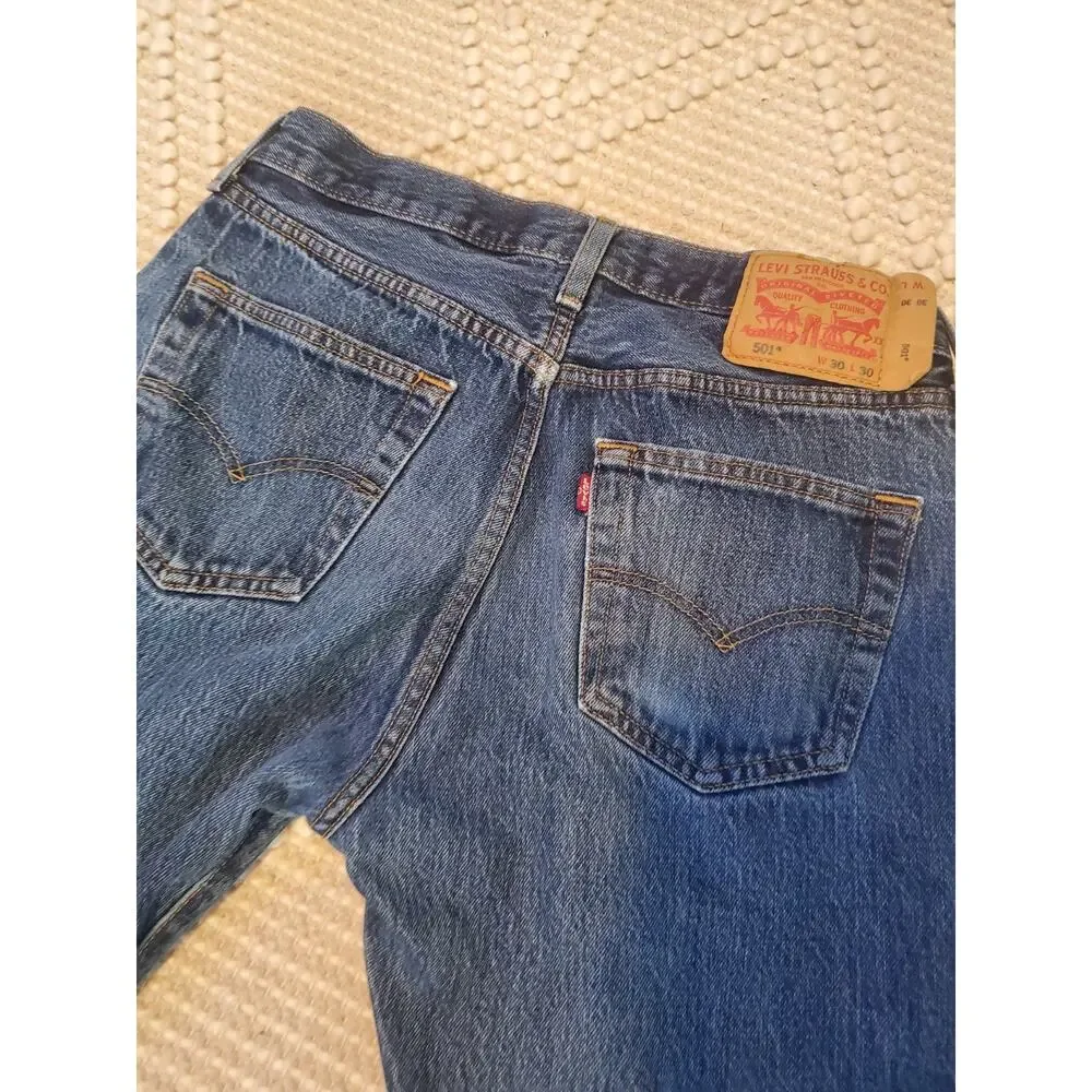 Levi's Men's 501 30x30 Original Straight Fit Jeans - Dark Wash